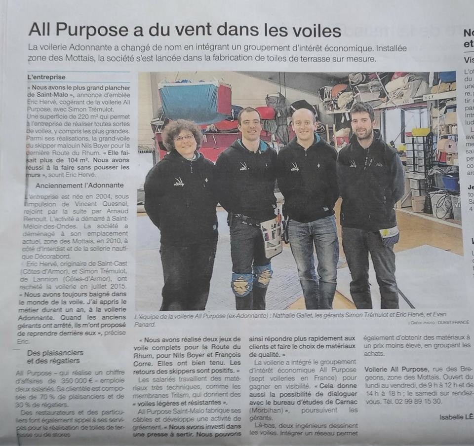 All Purpose Saint Malo dans le Télégramme