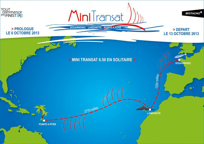 Carte du parcours de la Mini Transat 2013 ©