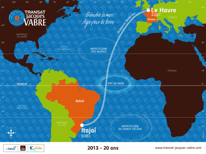 Carte du parcours de la Transat Jacques Vabre ©www.transat-jacques-vabre.com