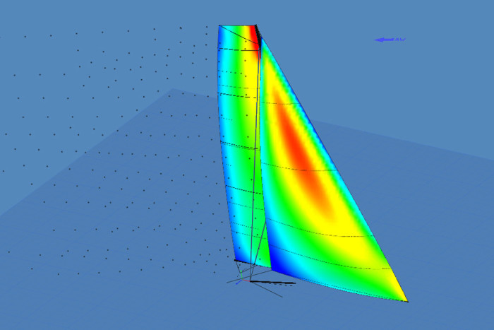 Visualisation de l'efficacité aérodynamique du plan de voilure avec le logiciel Flow Structure Interaction ©